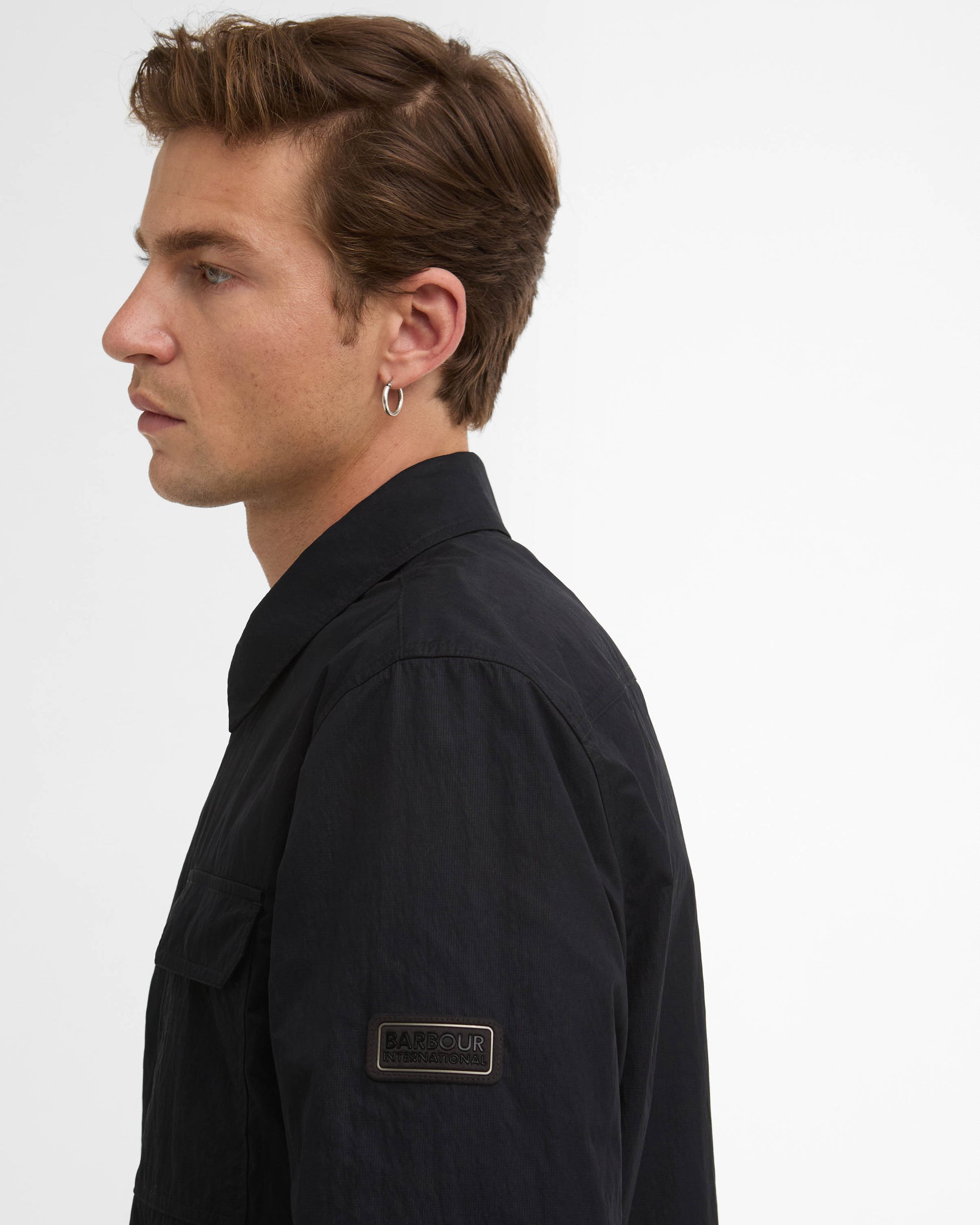 Barbour International Warren Mens Overshirt - Black | CHO | Designer Mens Overshirts