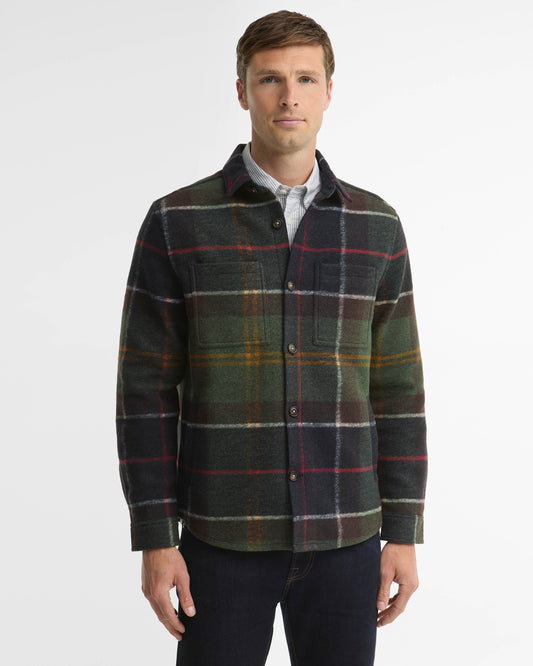 Barbour Woodlane Mens Brushed Check Overshirt - Classic Tartan, front.