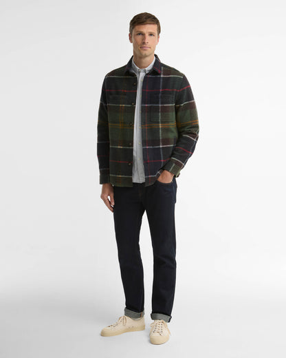 Barbour Woodlane Mens Brushed Check Overshirt - Classic Tartan, full length.