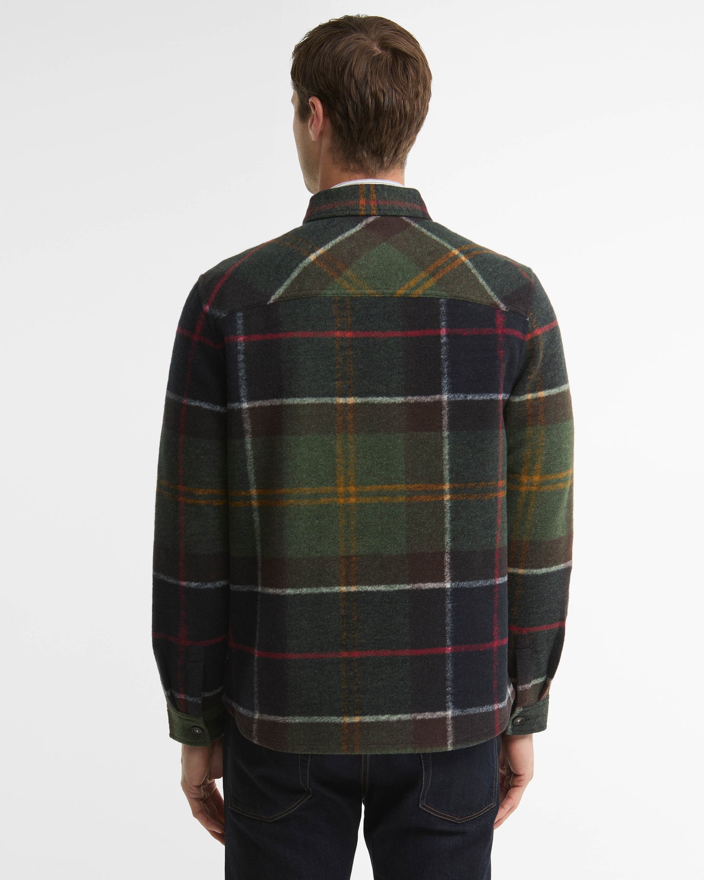 Barbour Woodlane Mens Brushed Check Overshirt - Classic Tartan, back.