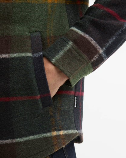 Barbour Woodlane Mens Brushed Check Overshirt - Classic Tartan, cuff/pocket detail. 