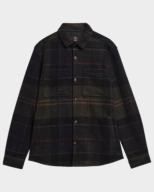 Barbour Woodlane Mens Brushed Check Overshirt - Shadow Classic Tartan | CHO | Designer Mens Overshirts