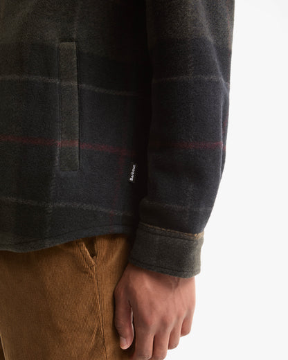 Barbour Woodlane Mens Brushed Check Overshirt - Shadow Classic Tartan, cuff detail.