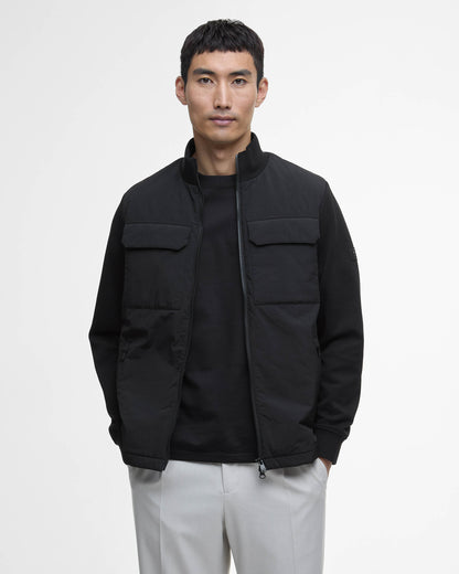 Barbour International Ethan Mens Funnel Neck Quilted Sweat - Black | CHO | Designer Mens Jackets