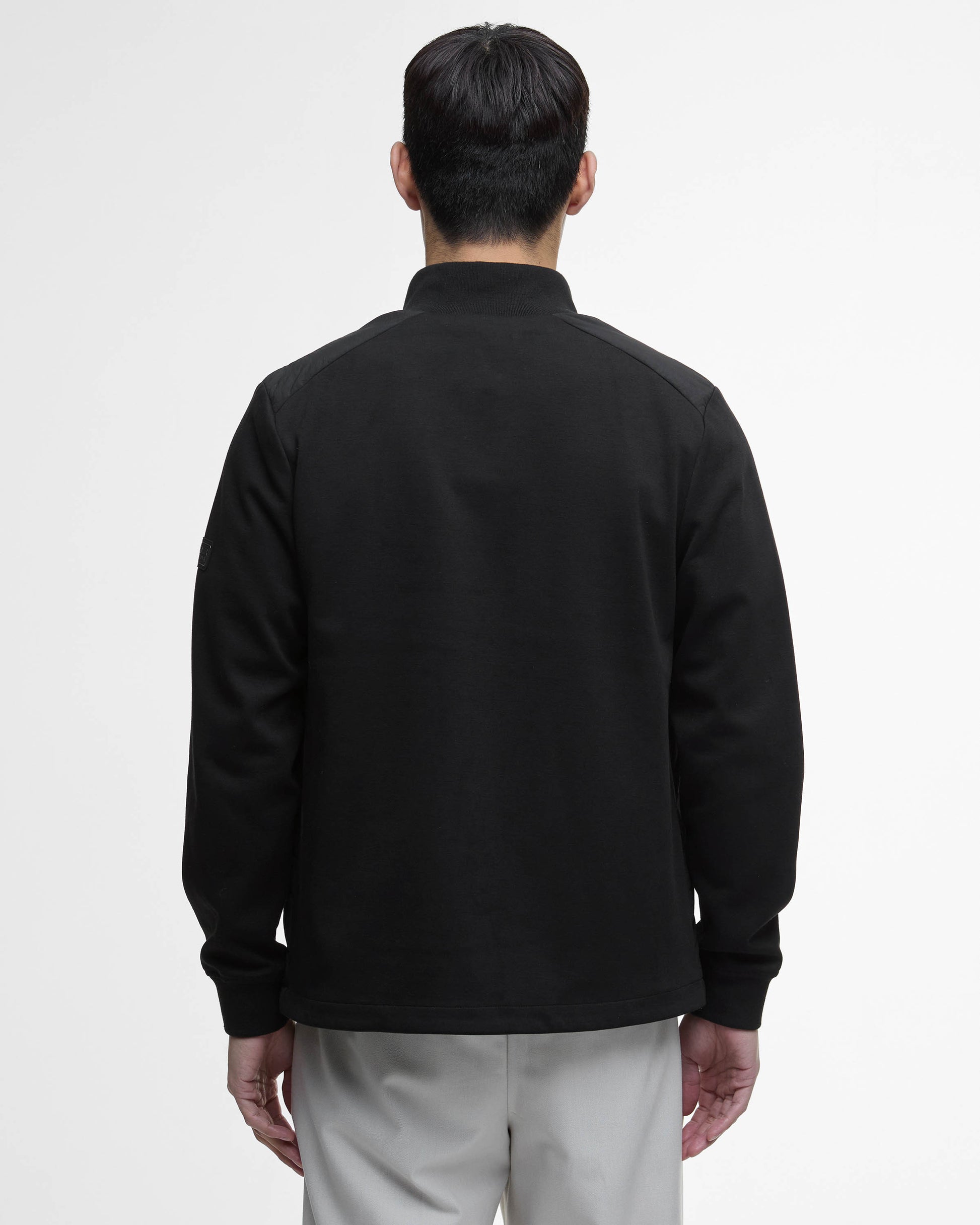 Barbour International Ethan Mens Funnel Neck Quilted Sweat - Black | CHO | Designer Mens Jackets
