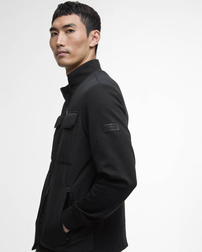 Barbour International Ethan Mens Funnel Neck Quilted Sweat - Black | CHO | Designer Mens Jackets