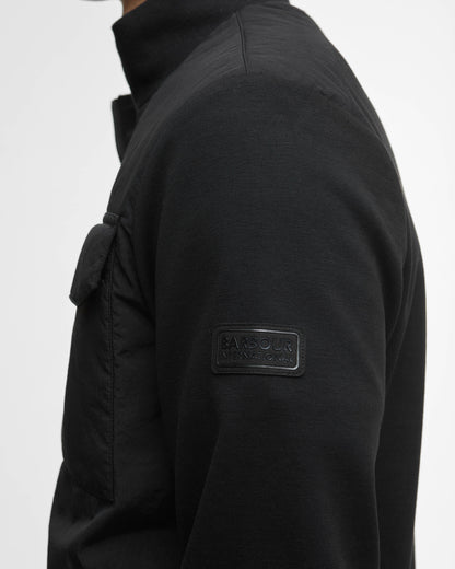 Barbour International Ethan Mens Funnel Neck Quilted Sweat - Black | CHO | Designer Mens Jackets