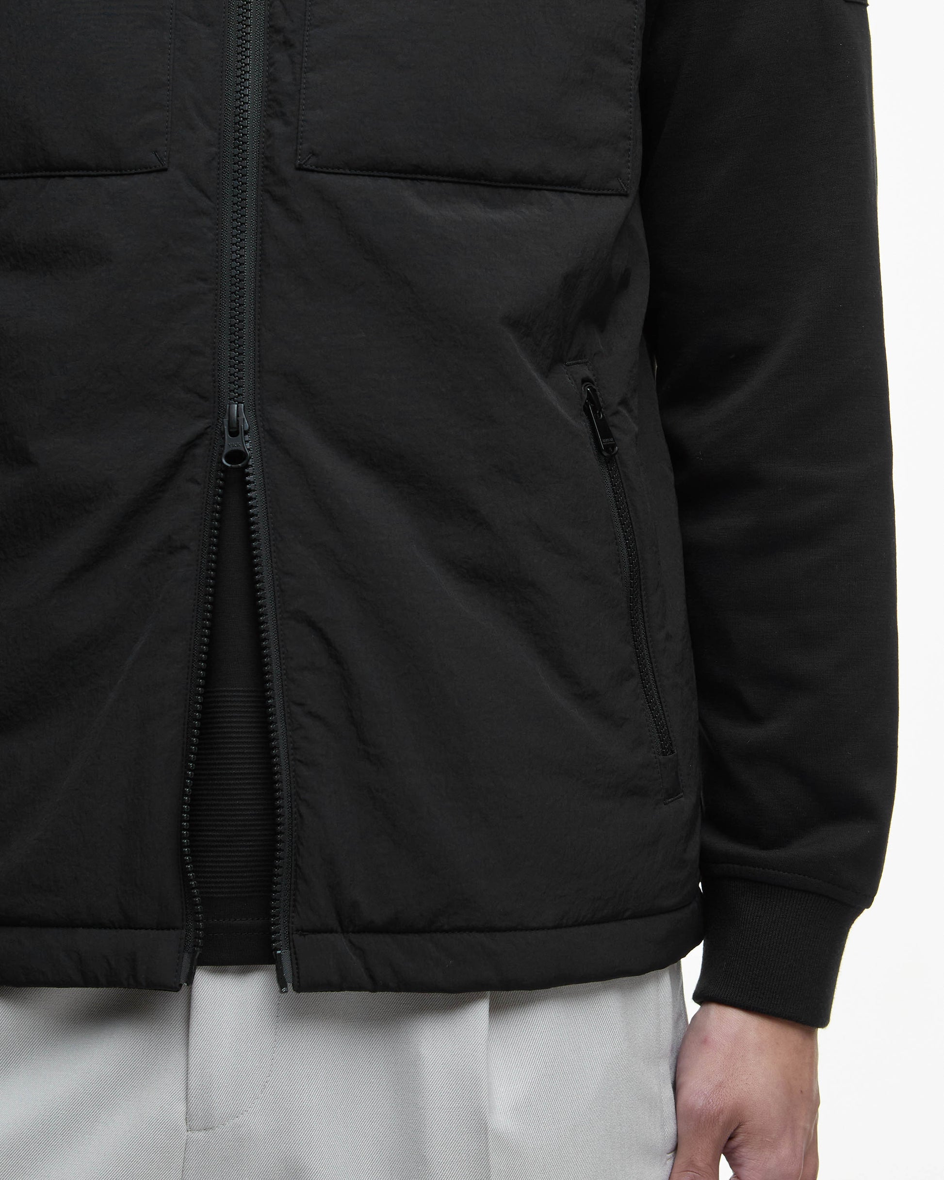 Barbour International Ethan Mens Funnel Neck Quilted Sweat - Black | CHO | Designer Mens Jackets