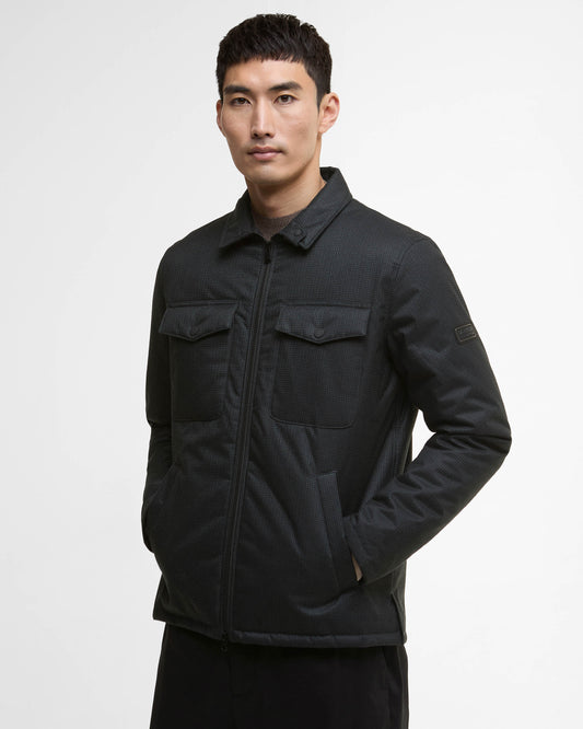 Barbour International Check Distill Mens Quilted Jacket - Black/Sage Check