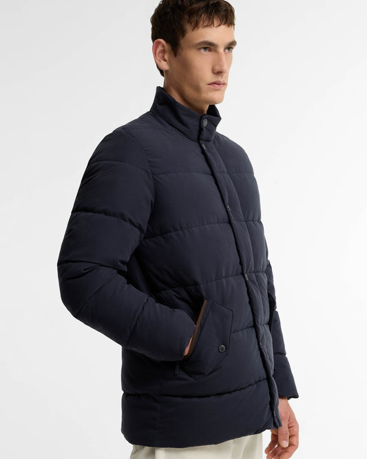 Barbour Powell Mens Puffer Jacket - Dark Navy | CHO | Designer Mens Puffer Jackets