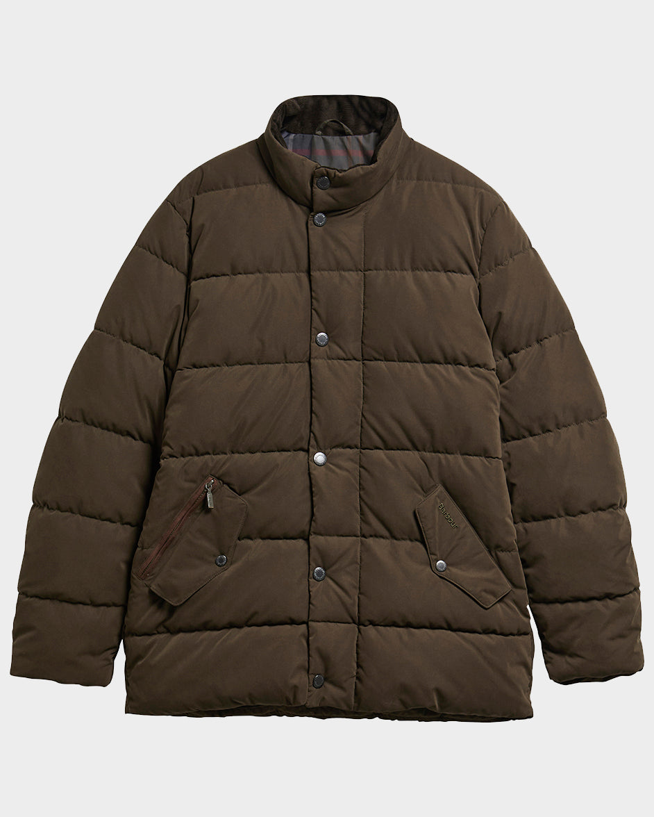 Barbour Powell Mens Puffer Jacket - Dark Sage | CHO | Designer Mens Puffer Jackets