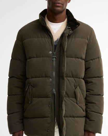 Barbour Powell Mens Puffer Jacket - Dark Sage | CHO | Designer Mens Puffer Jackets