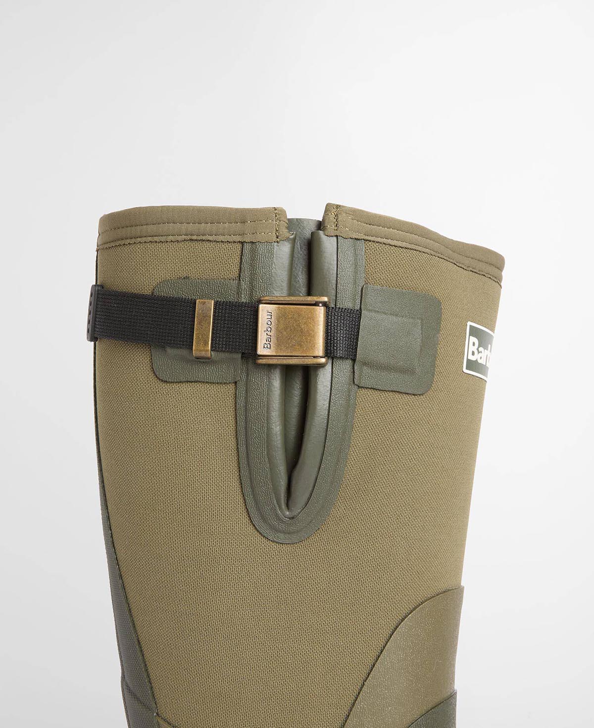 Barbour Tyneside Mens Tall Welly - Olive, buckle detail
