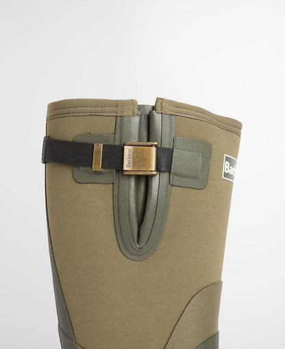 Barbour Tyneside Mens Tall Welly - Olive, buckle detail