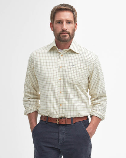 Barbour Field Tattersall Mens Long Sleeve Shirt - Green/Brown | CHO | Designer Mens Long Sleeve Shirts