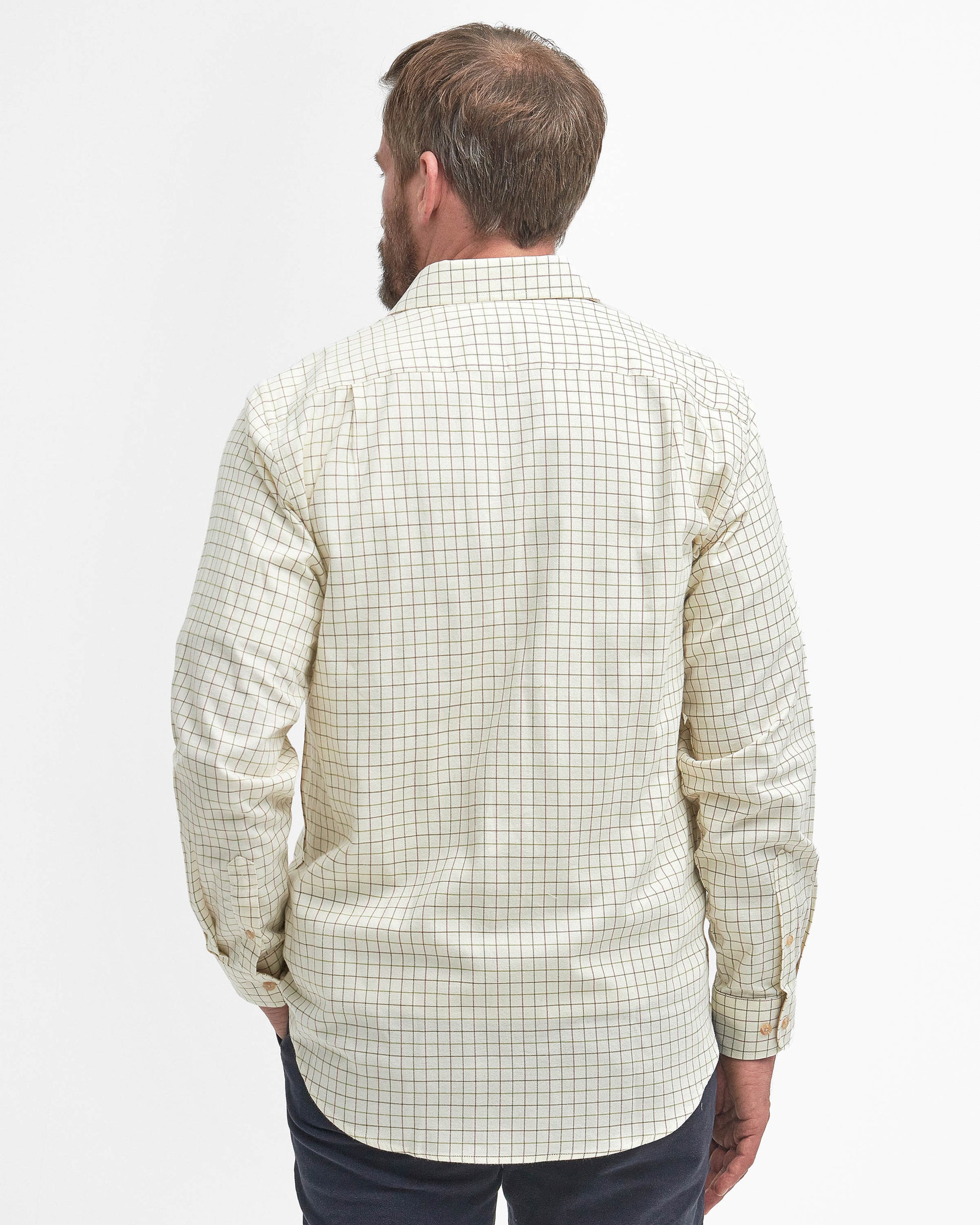 Barbour Field Tattersall Mens Long Sleeve Shirt - Green/Brown | CHO | Designer Mens Long Sleeve Shirts