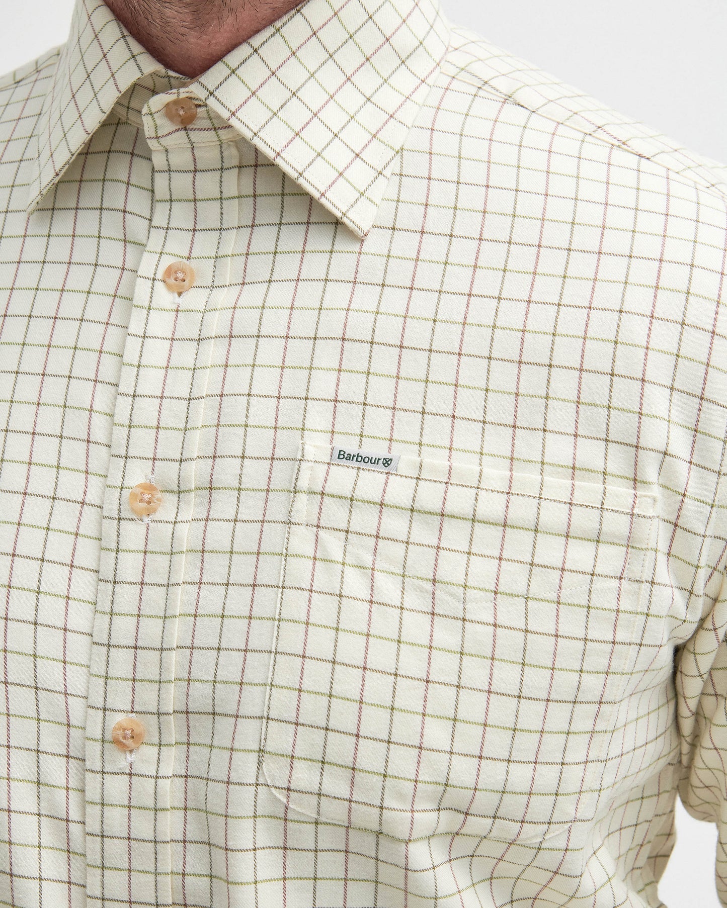 Barbour Field Tattersall Mens Long Sleeve Shirt - Green/Brown | CHO | Designer Mens Long Sleeve Shirts