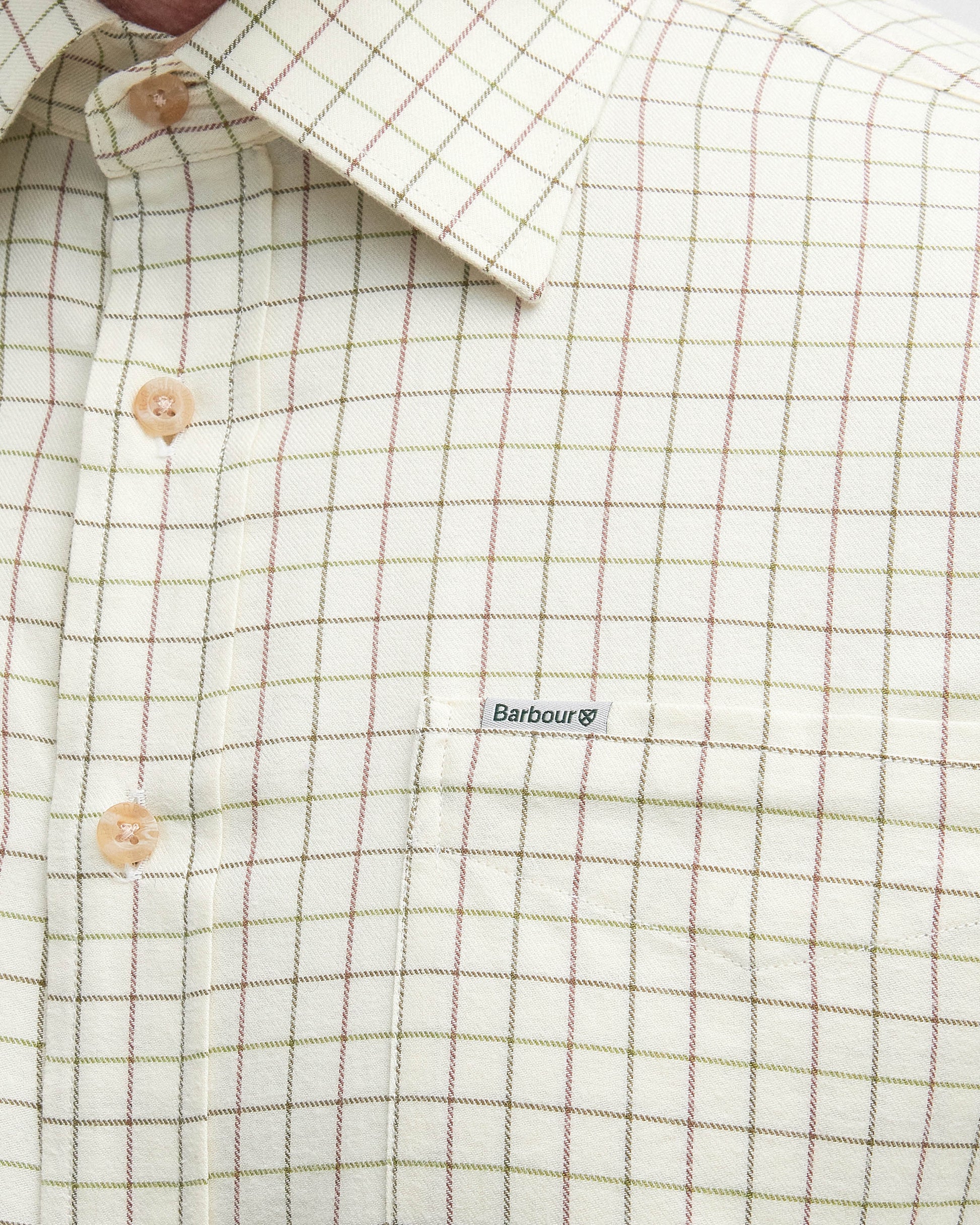 Barbour Field Tattersall Mens Long Sleeve Shirt - Green/Brown | CHO | Designer Mens Long Sleeve Shirts