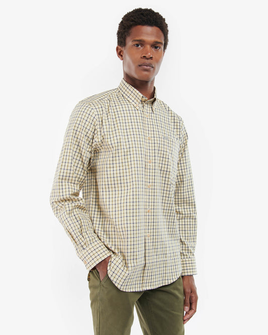 Barbour Sporting Tattersall Mens Regular Fit Long Sleeve Shirt - Navy/Olive | CHO | Designer Mens Long Sleeve Shirts