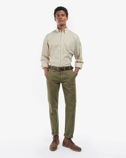 Barbour Sporting Tattersall Mens Regular Fit Long Sleeve Shirt - Navy/Olive | CHO | Designer Mens Long Sleeve Shirts