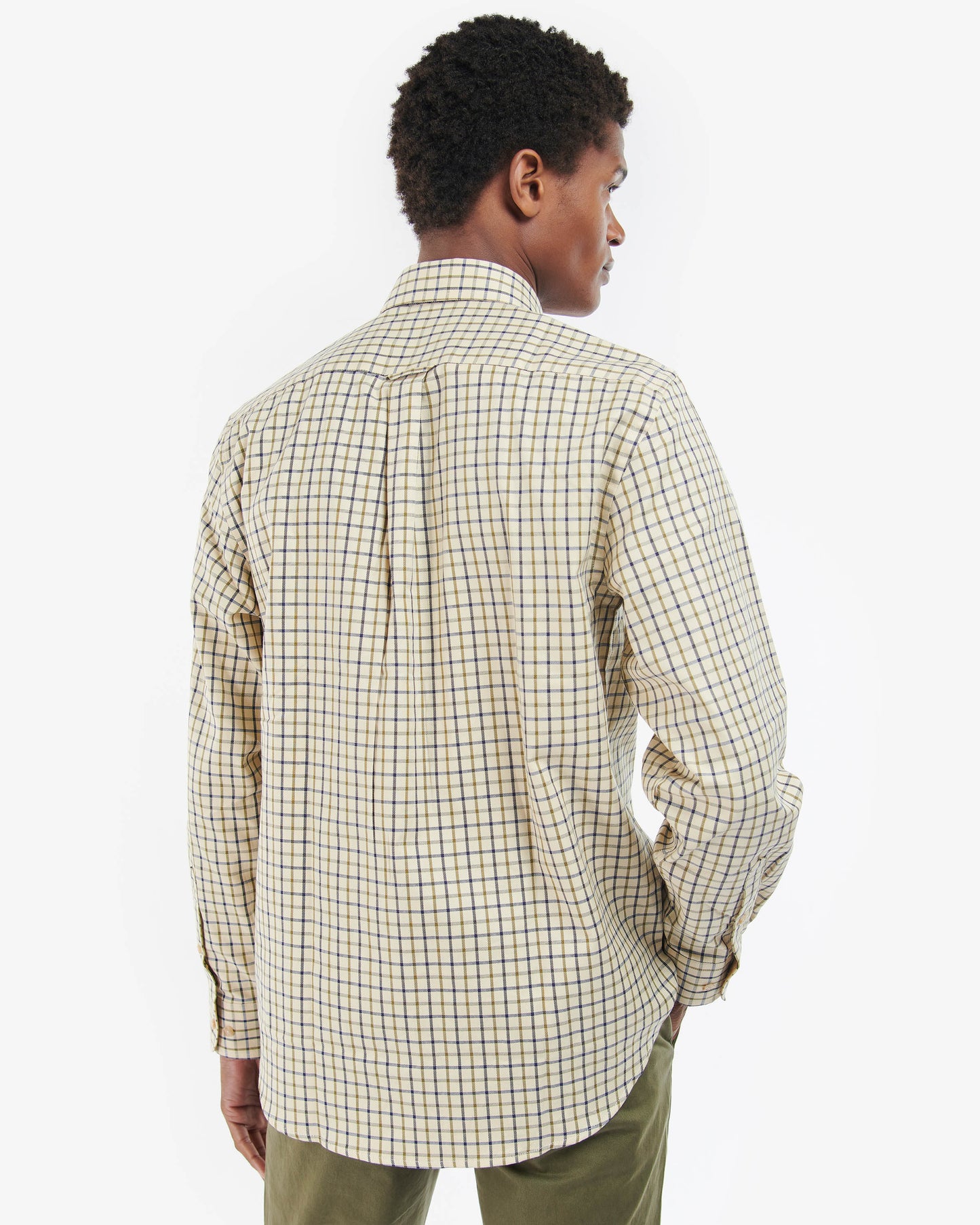Barbour Sporting Tattersall Mens Regular Fit Long Sleeve Shirt - Navy/Olive | CHO | Designer Mens Long Sleeve Shirts