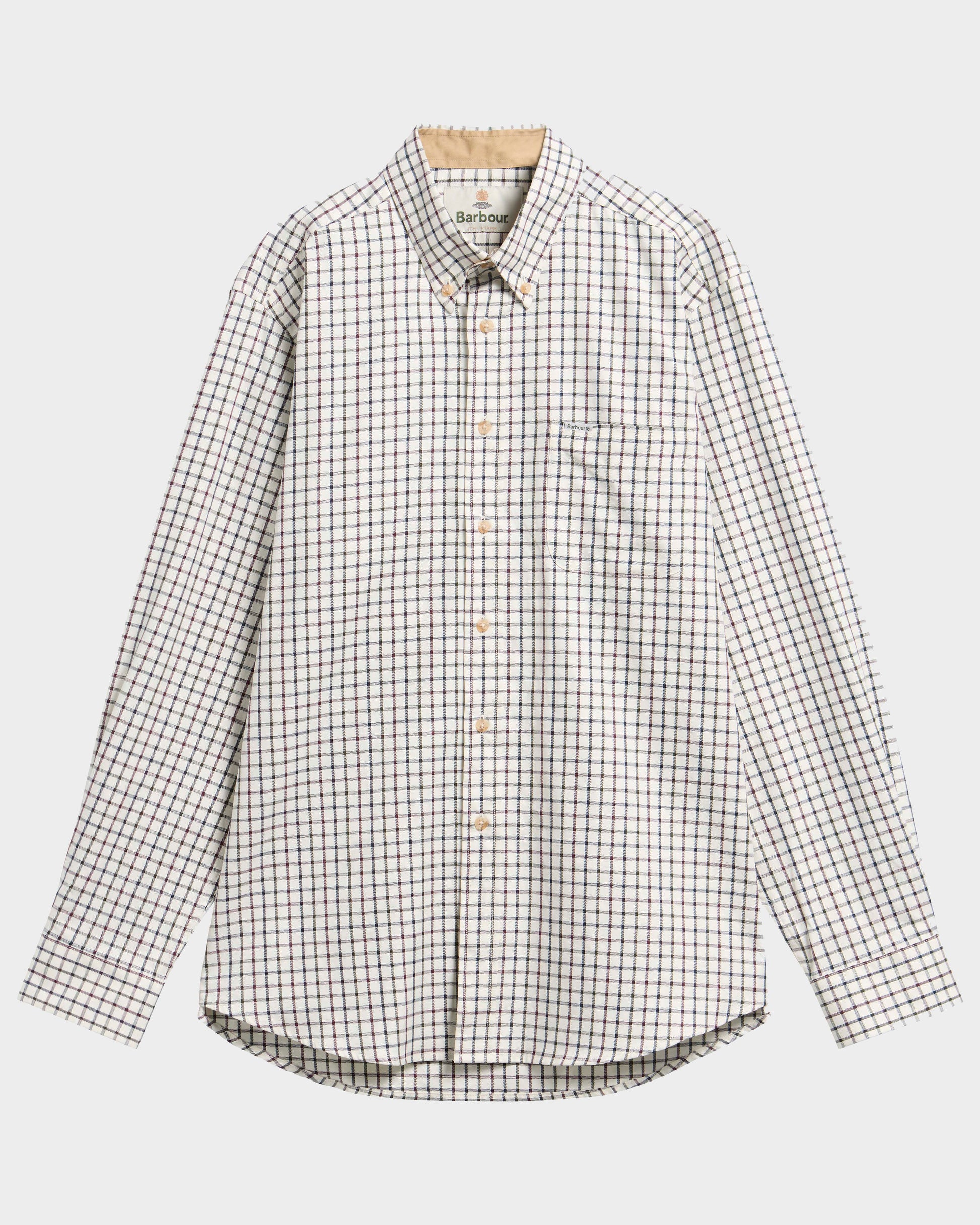 Barbour Sporting Tattersall Mens Regular Fit Long Sleeve Shirt - Dark Bordeaux | CHO | Designer Mens Long Sleeve Shirts