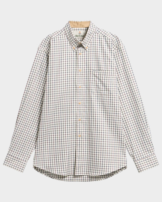 Barbour Sporting Tattersall Mens Regular Fit Long Sleeve Shirt - Dark Bordeaux | CHO | Designer Mens Long Sleeve Shirts