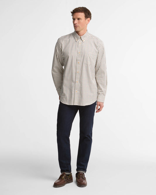 Barbour Sporting Tattersall Mens Regular Fit Long Sleeve Shirt - Dark Bordeaux | CHO | Designer Mens Long Sleeve Shirts