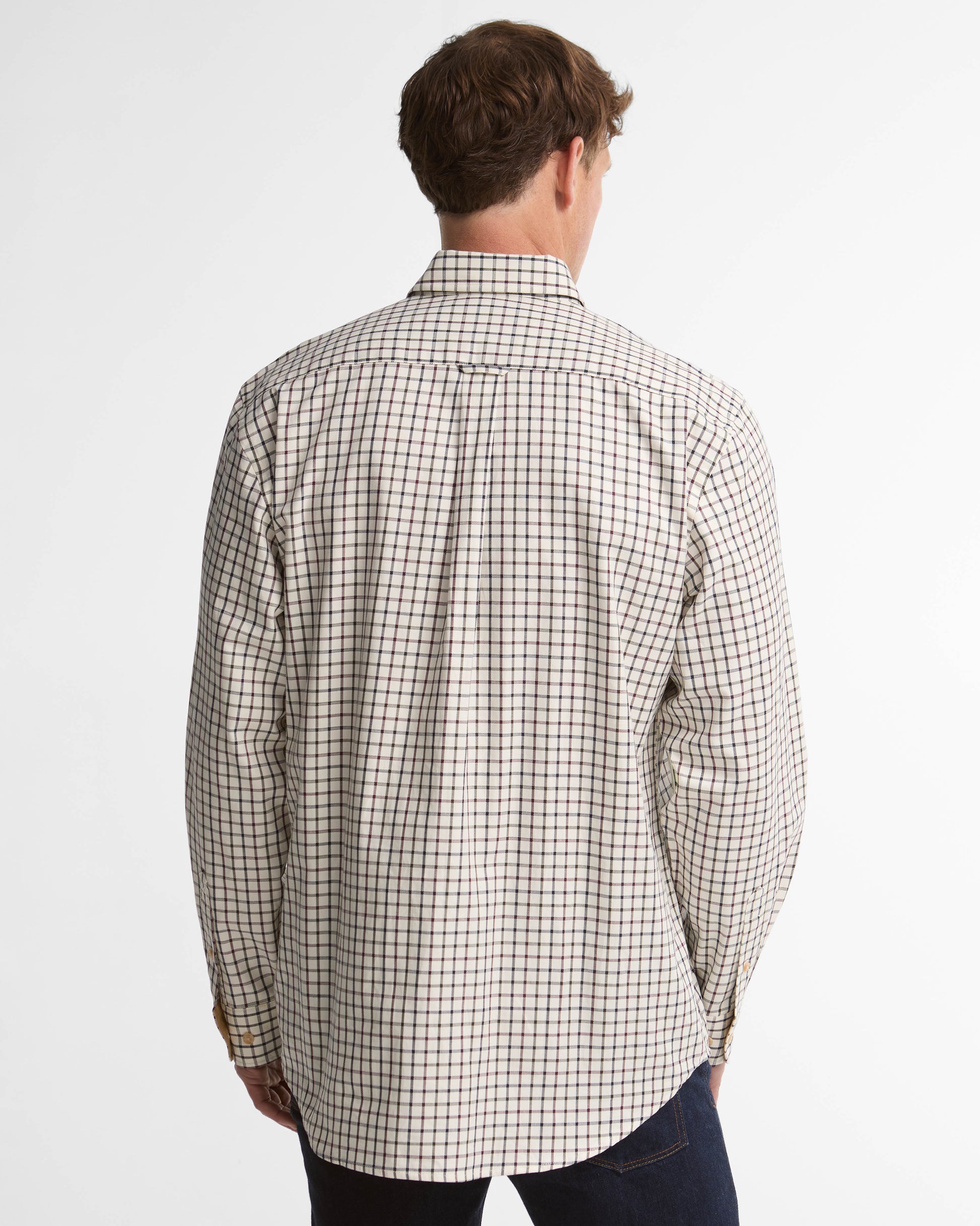 Barbour Sporting Tattersall Mens Regular Fit Long Sleeve Shirt - Dark Bordeaux | CHO | Designer Mens Long Sleeve Shirts