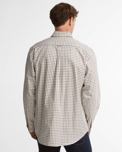 Barbour Sporting Tattersall Mens Regular Fit Long Sleeve Shirt - Dark Bordeaux | CHO | Designer Mens Long Sleeve Shirts