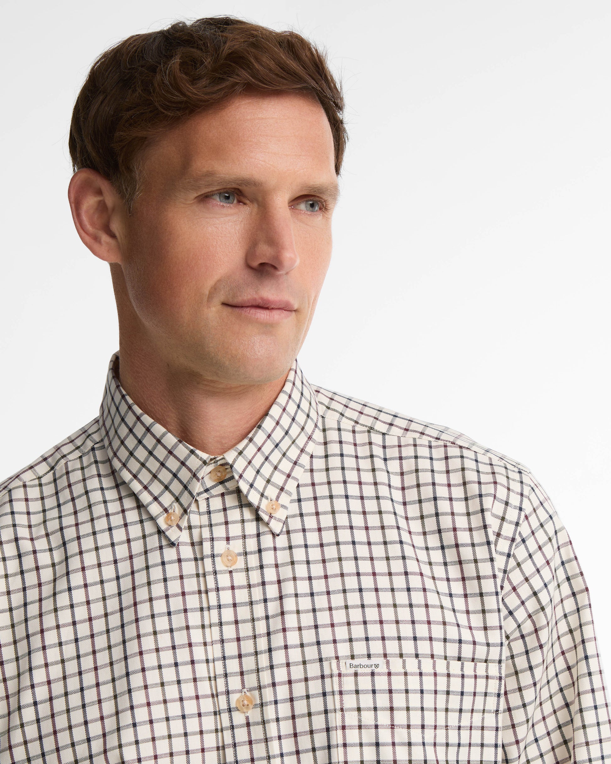 Barbour Sporting Tattersall Mens Regular Fit Long Sleeve Shirt - Dark Bordeaux | CHO | Designer Mens Long Sleeve Shirts