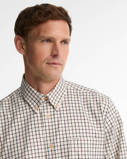 Barbour Sporting Tattersall Mens Regular Fit Long Sleeve Shirt - Dark Bordeaux | CHO | Designer Mens Long Sleeve Shirts