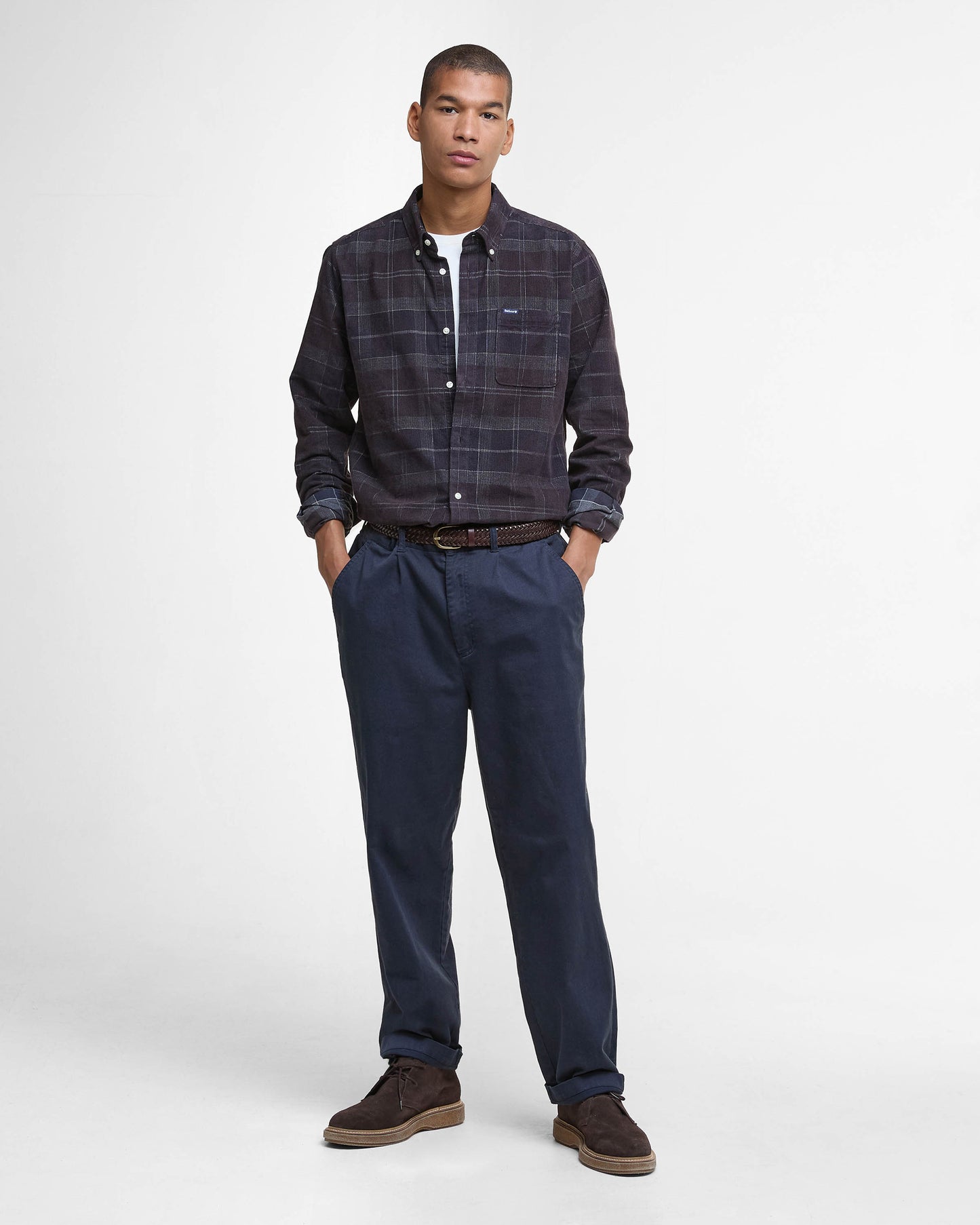 Barbour Blair Tailored Mens Shirt - Midnight Oak Tartan | CHO | Designer Mens Long Sleeve Shirts