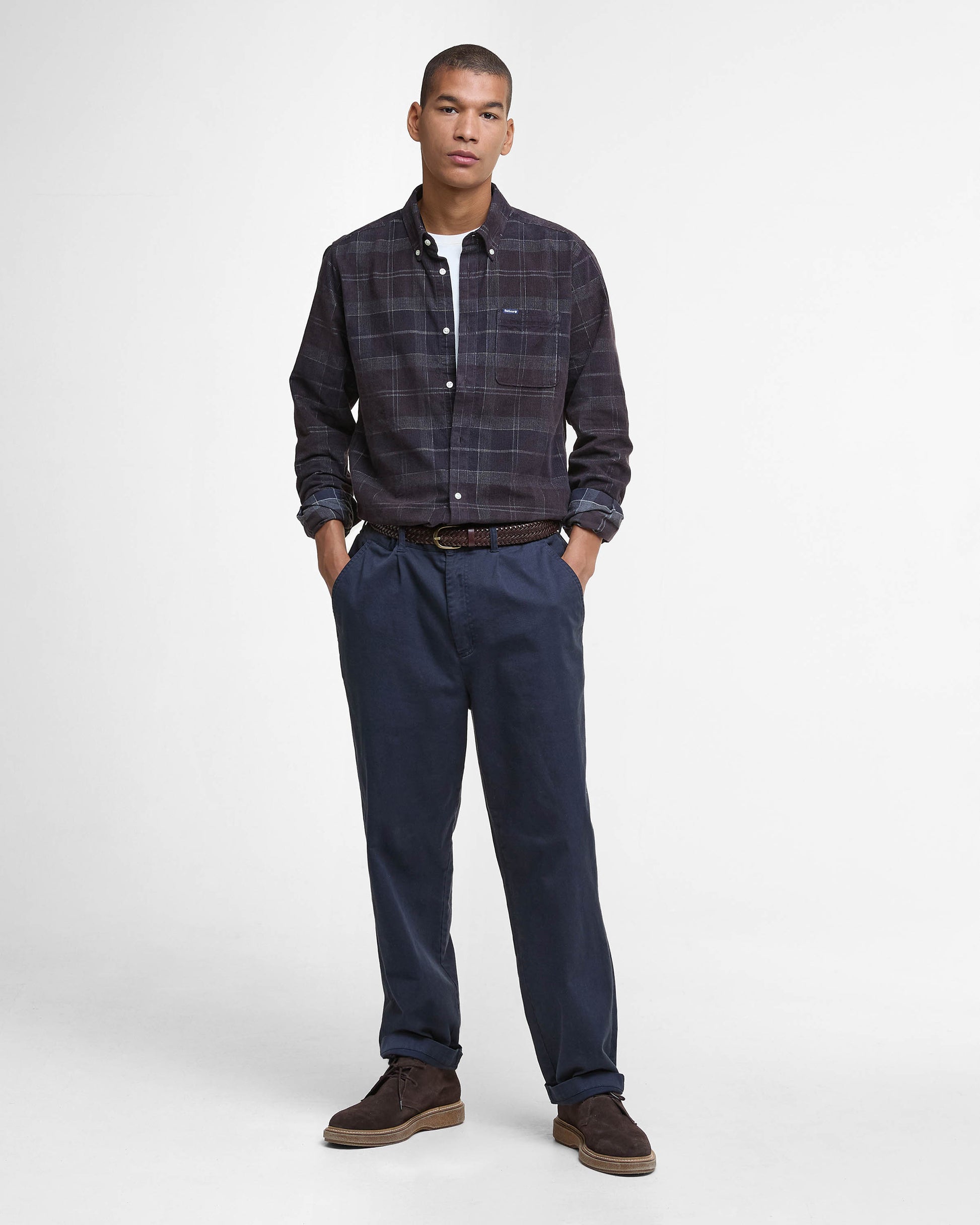 Barbour Blair Tailored Mens Shirt - Midnight Oak Tartan | CHO | Designer Mens Long Sleeve Shirts