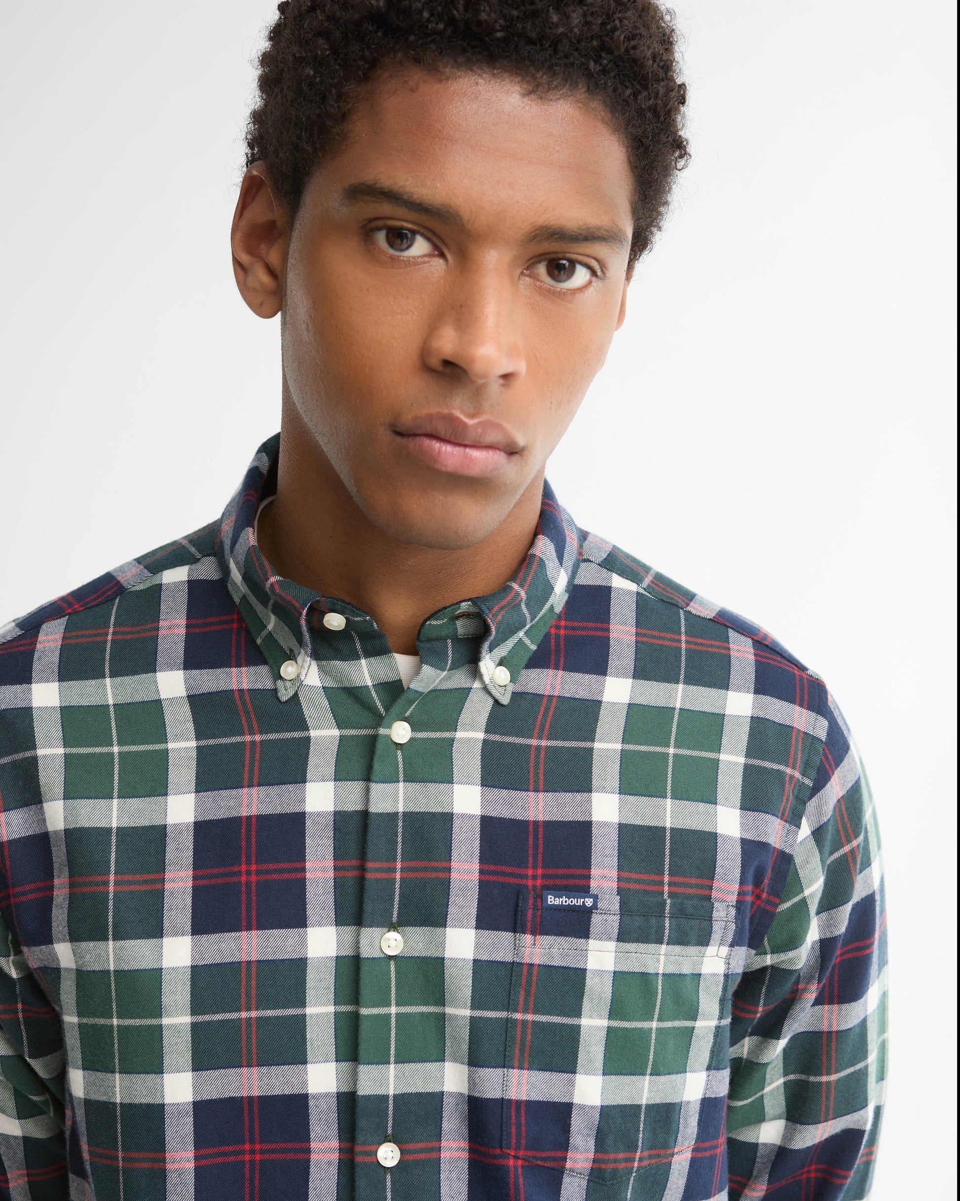 Barbour Fortrose Tailored Mens Shirt - Evergreen Tartan | CHO | Designer Mens Slim Fit Shirts