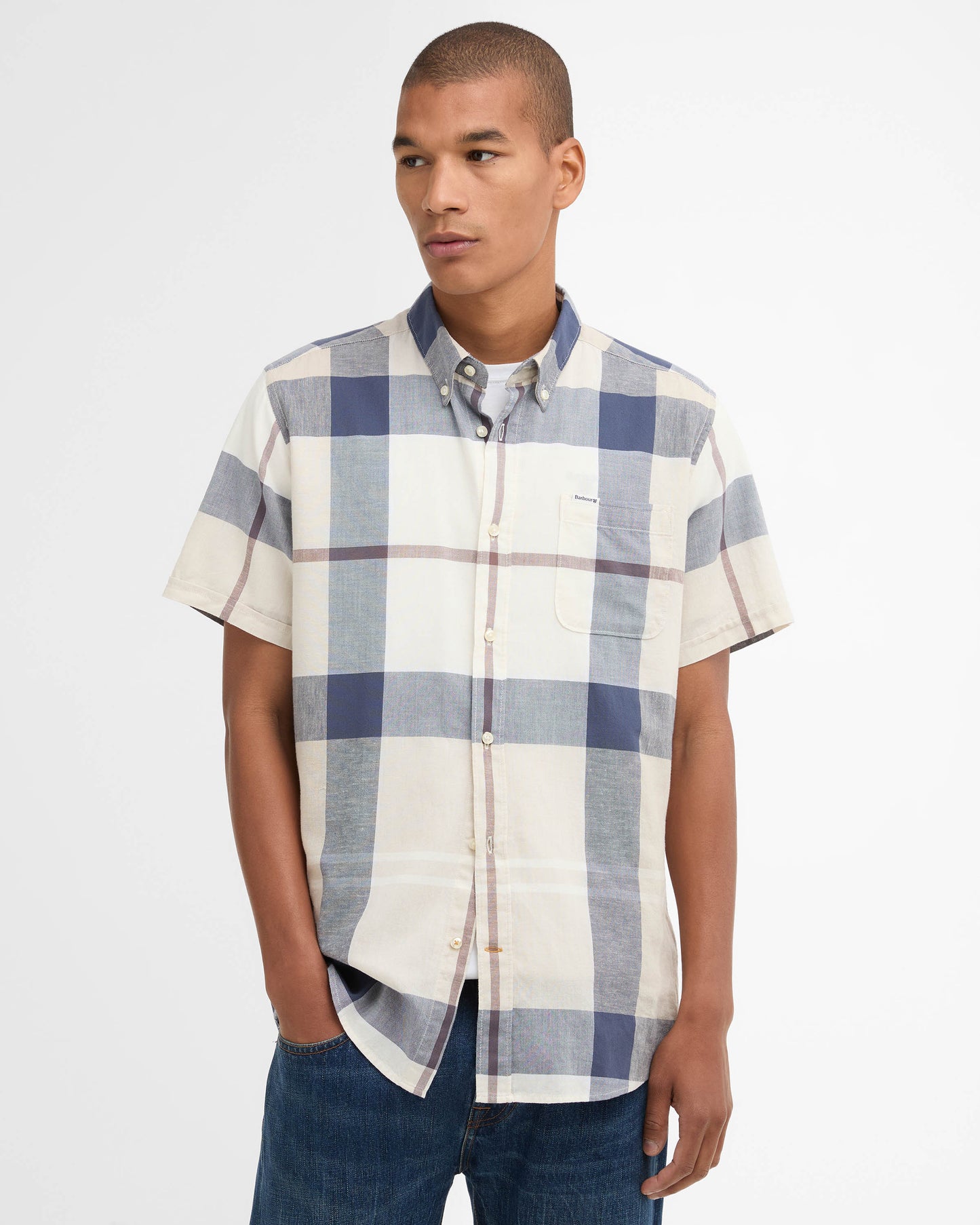 Barbour Douglas Mens Tailored Shirt - Oban Mist Tartan | CHO | Designer Mens Short Sleeve Shirts