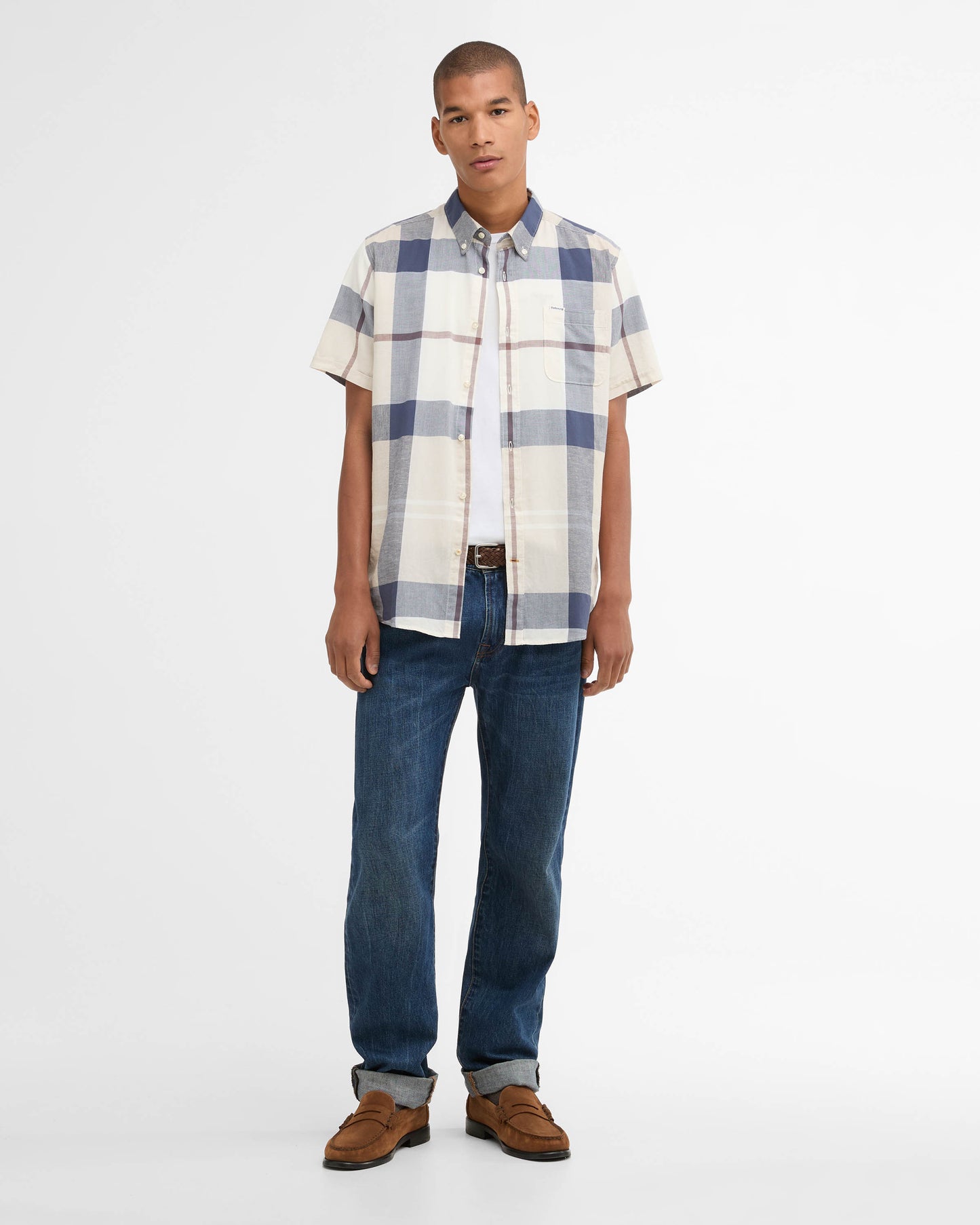 Barbour Douglas Mens Tailored Shirt - Oban Mist Tartan | CHO | Designer Mens Short Sleeve Shirts