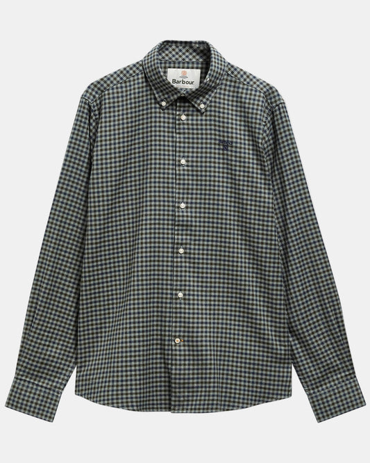 Barbour Finkle Mens Long Sleeve Tailored Fit Shirt - Agave Green | CHO | Designer Mens Long Sleeve Shirts