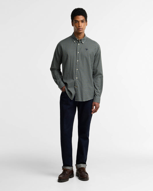 Barbour Finkle Mens Long Sleeve Tailored Fit Shirt - Agave Green | CHO | Designer Mens Long Sleeve Shirts
