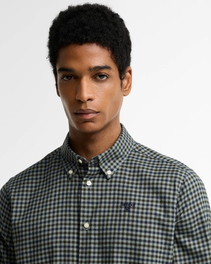 Barbour Finkle Mens Long Sleeve Tailored Fit Shirt - Agave Green | CHO | Designer Mens Long Sleeve Shirts