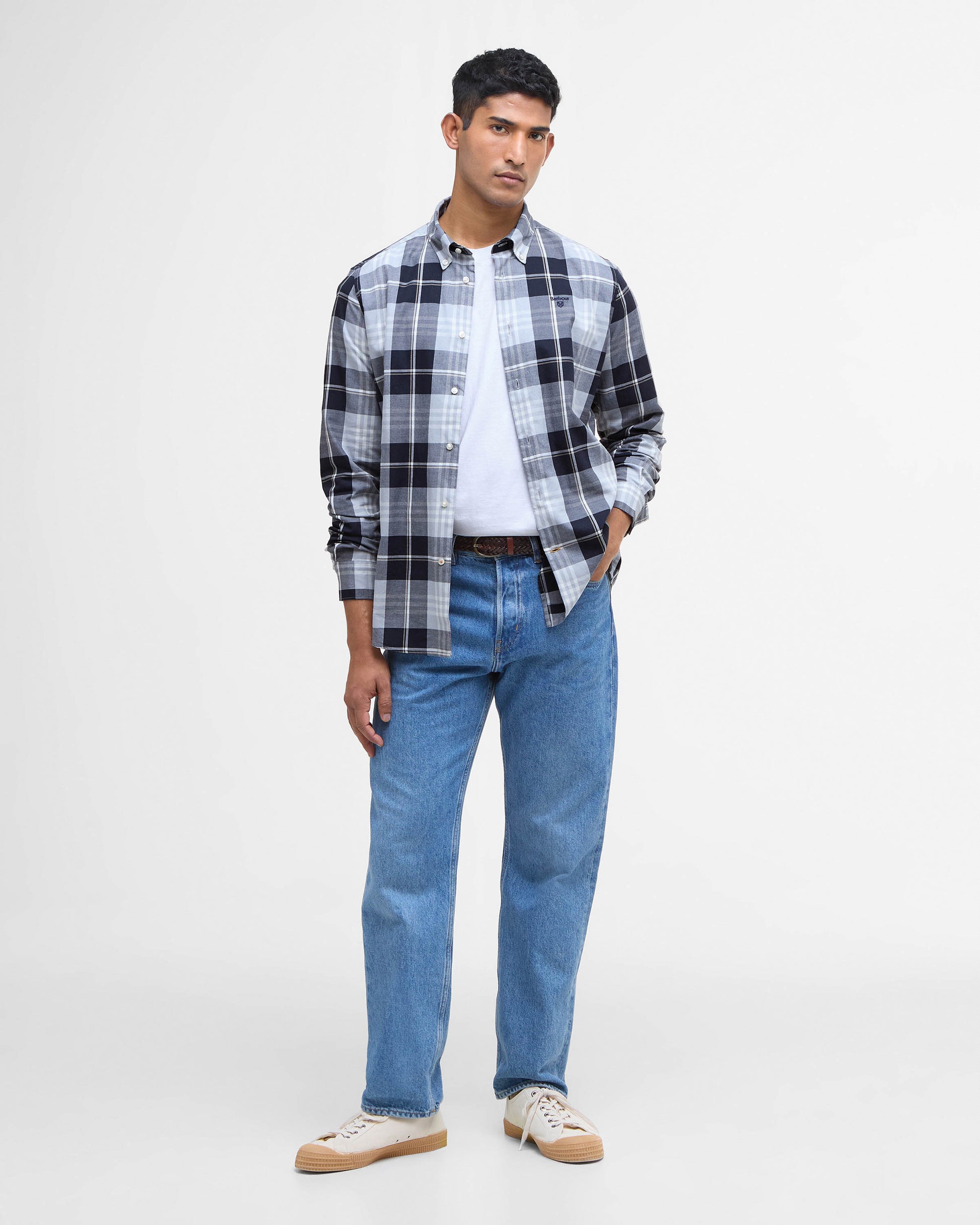 Barbour Edgar Mens Tailored Checked Shirt - Mineral Blue | CHO | Designer Mens Shirts