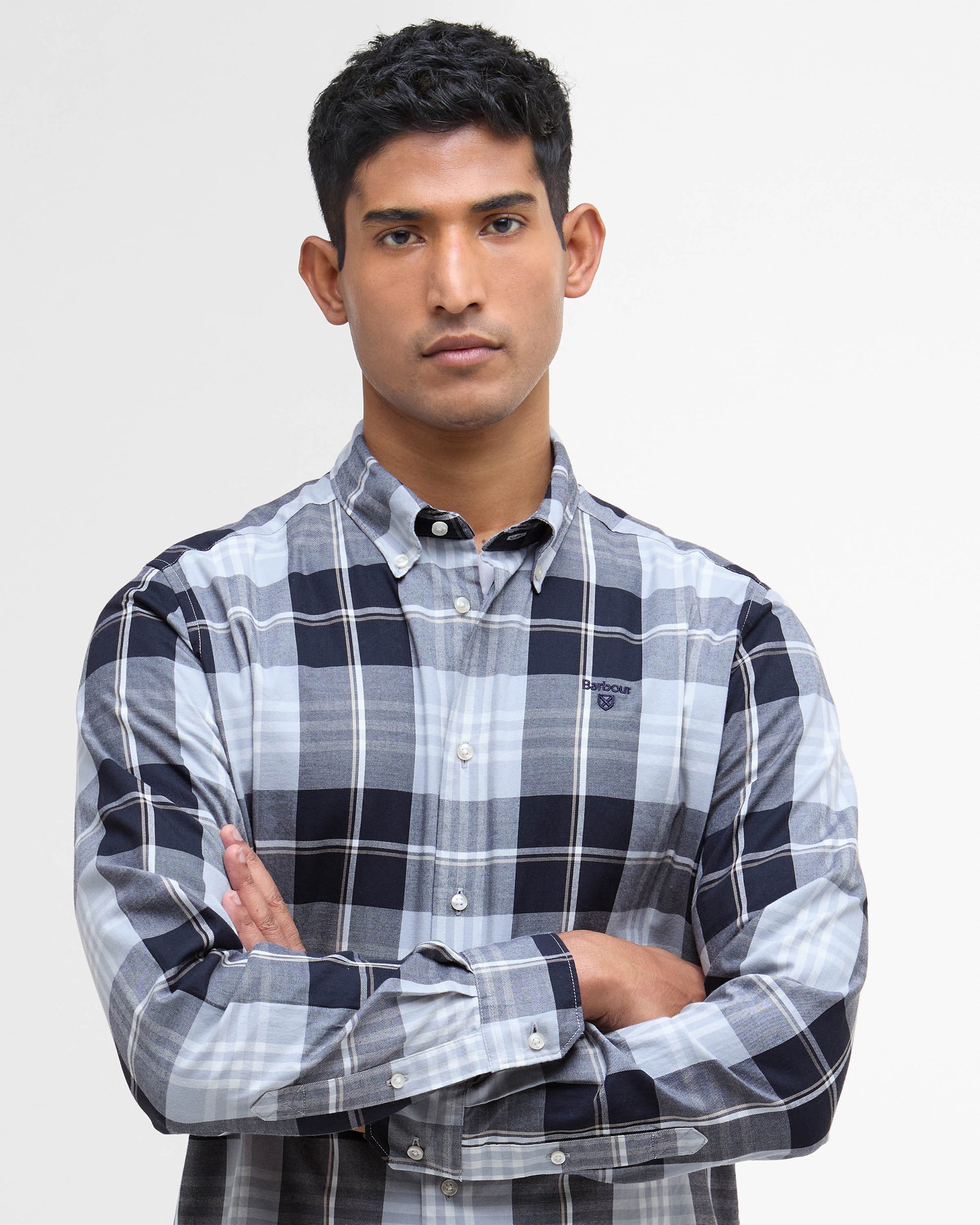 Barbour Edgar Mens Tailored Checked Shirt - Mineral Blue | CHO | Designer Mens Shirts