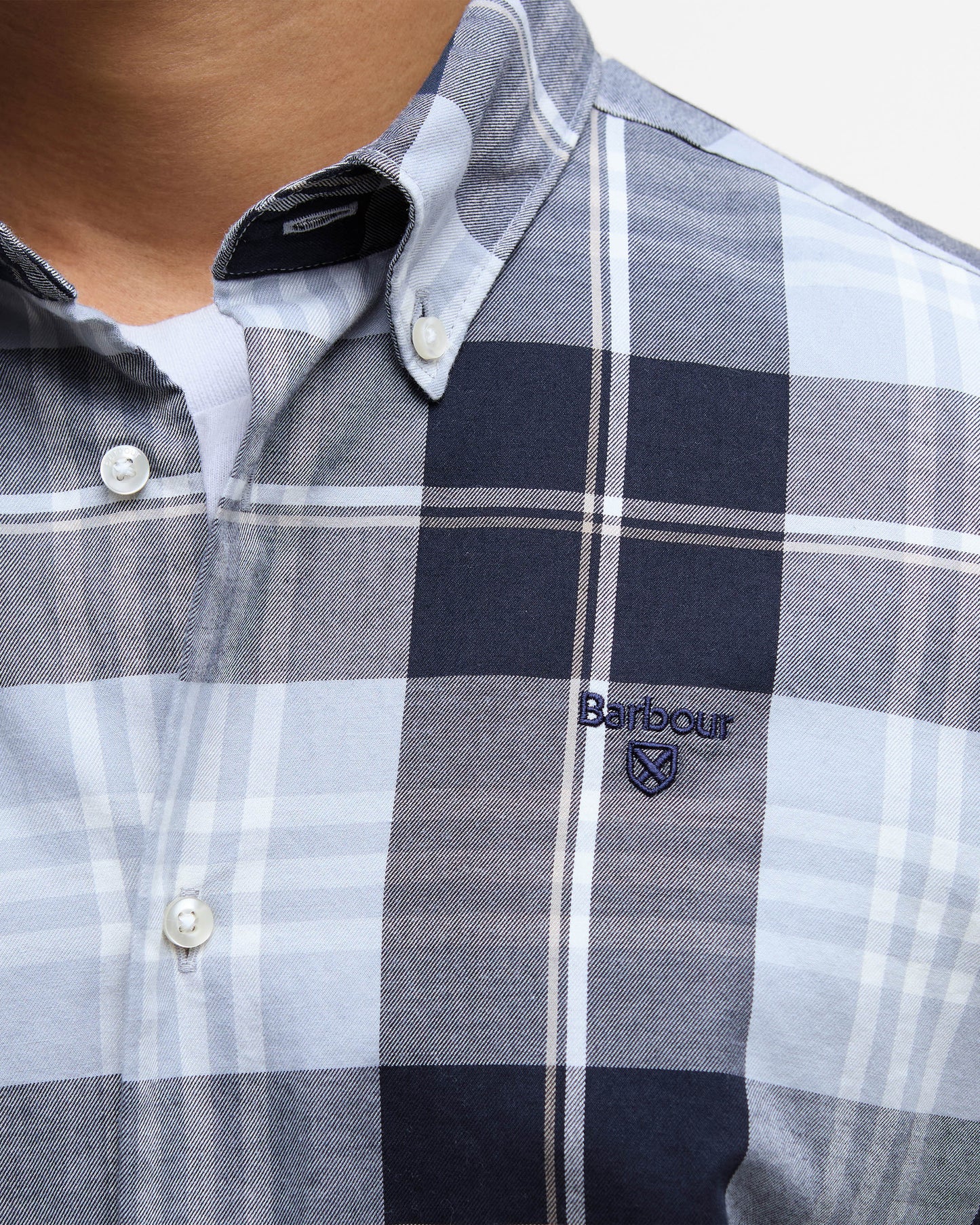 Barbour Edgar Mens Tailored Checked Shirt - Mineral Blue | CHO | Designer Mens Shirts