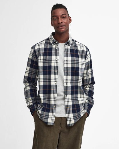 Barbour Edgar Mens Tailored Checked Shirt - Navy