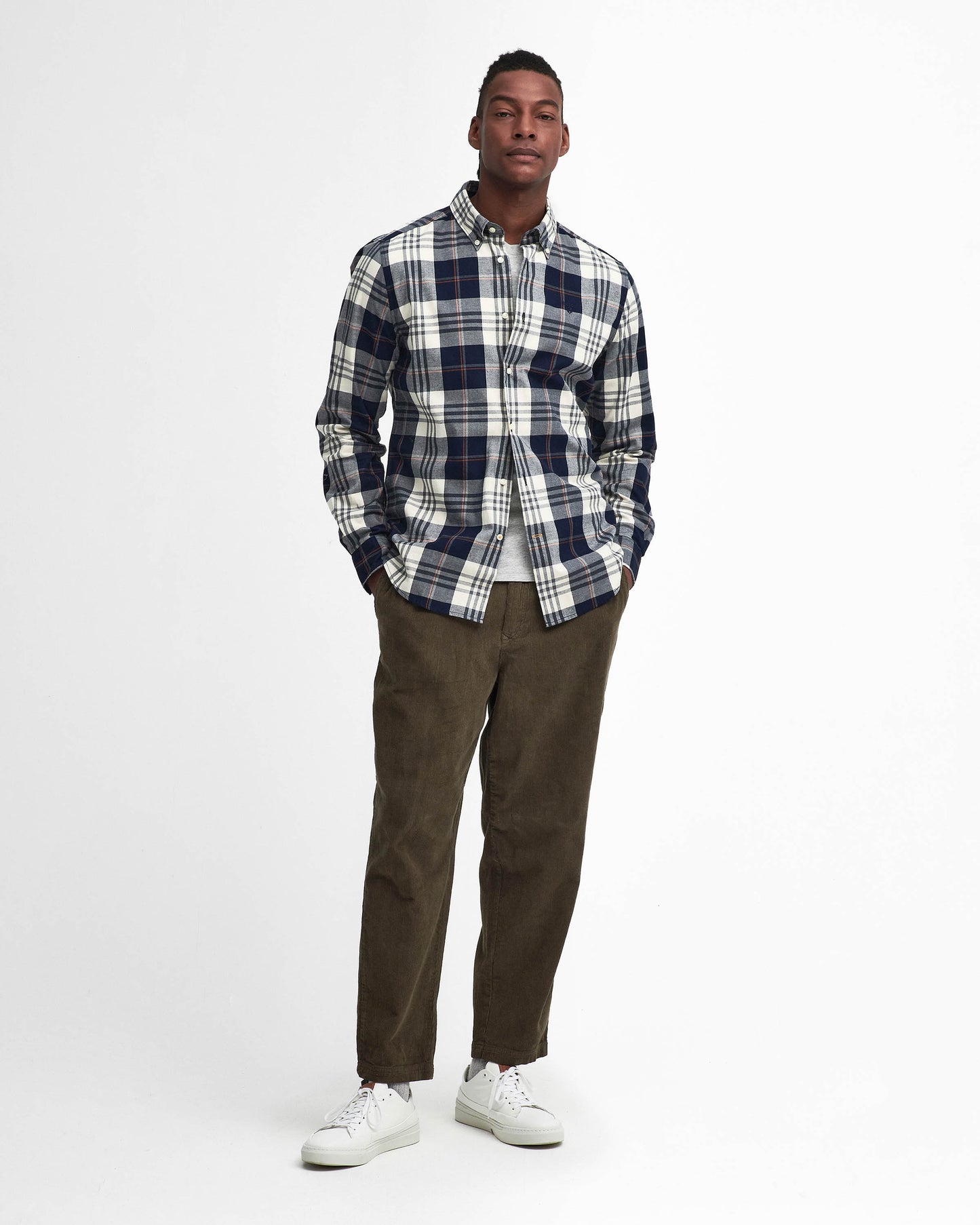 Barbour Edgar Mens Tailored Checked Shirt - Navy