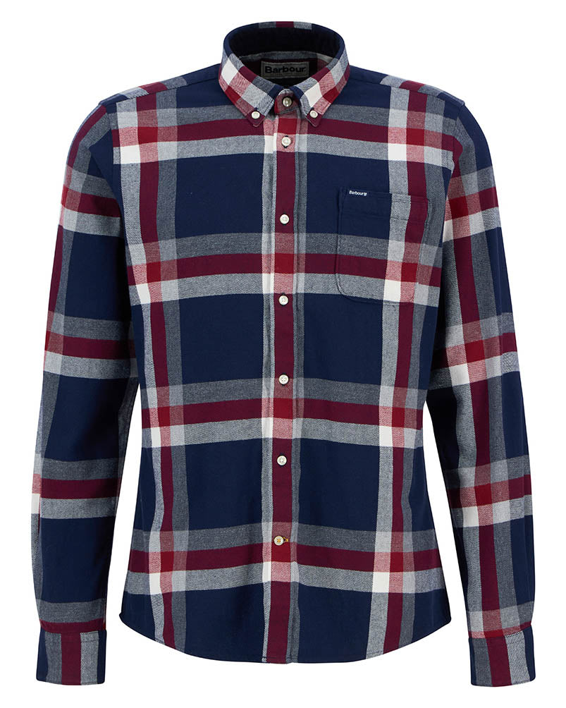 Barbour Folley Mens Tailored Checked Shirt - Navy/Red