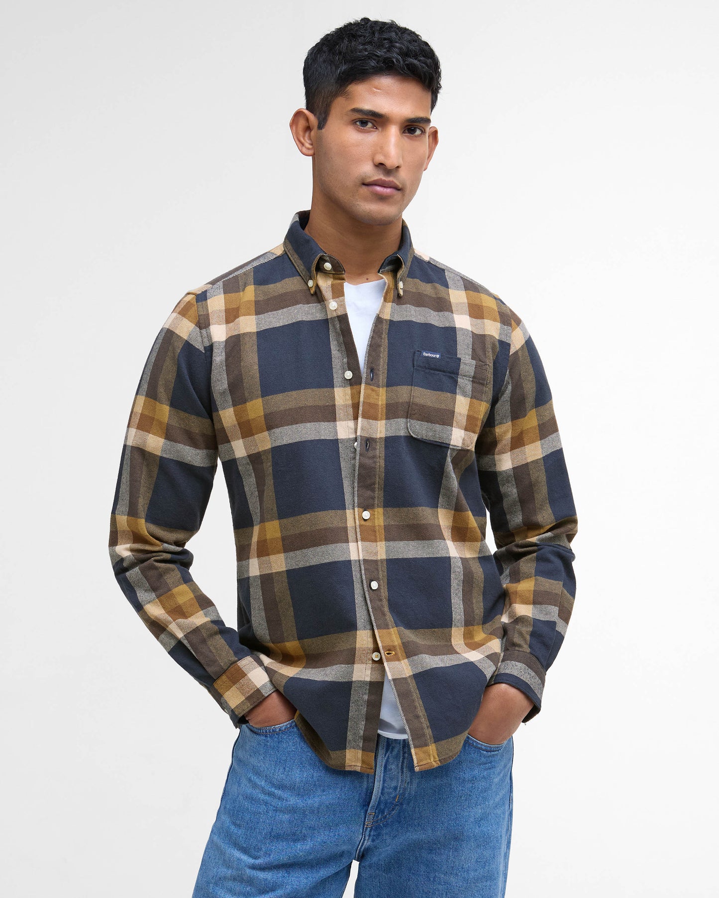 Barbour Folley Mens Tailored Checked Shirt - Navy | CHO | Designer Mens Shirts