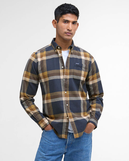 Barbour Folley Mens Tailored Checked Shirt - Navy | CHO | Designer Mens Shirts