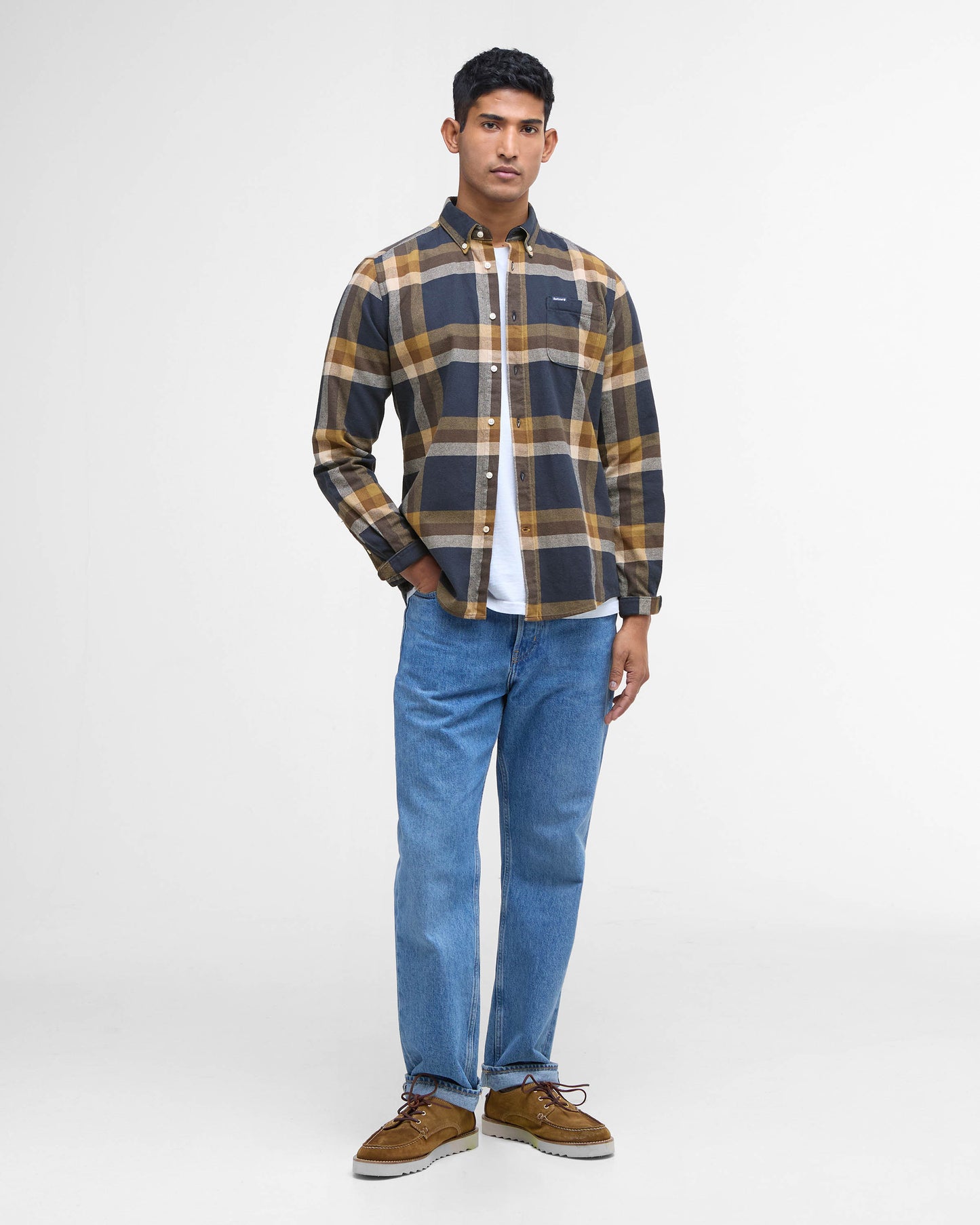 Barbour Folley Mens Tailored Checked Shirt - Navy | CHO | Designer Mens Shirts
