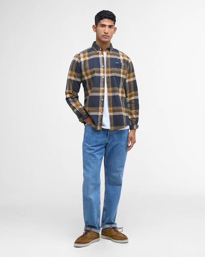 Barbour Folley Mens Tailored Checked Shirt - Navy | CHO | Designer Mens Shirts